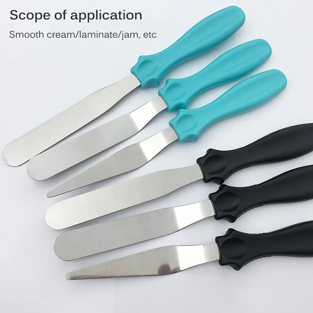 Non Slip Decorating Tools Fondant Cream Spatula Stainless Steel Icing Frosting 
