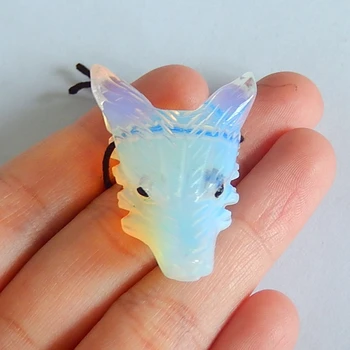 

Popular jewelry wolf head pendant,Carved Opalite Wolf head Pendants,Best Jewelry Animal Men's Handmade jewelry 34X26X12mm,10.8g