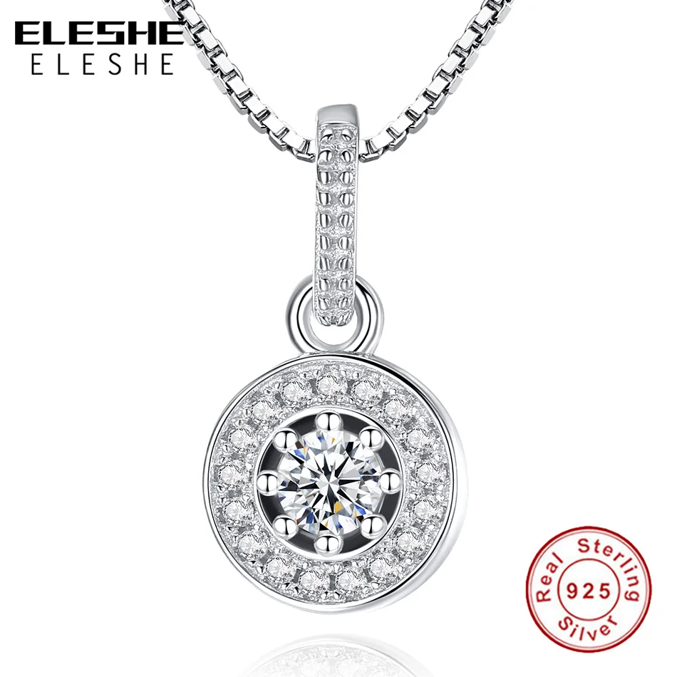 Подлинный eleshe 925 пробы Серебряная цепочка Цепочки и ожерелья Кристальные, круглой формы Full Of Love Цепочки и ожерелья и кулоны из нержавеющей стали для Для женщин, хорошее ювелирное изделие