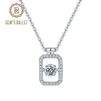 

GEM'S BALLET 5mm 925 Sterling Silver Rectangle Moissanite Pendant Twinkle Setting Necklace For Women Jewelry