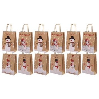 

12pcs Portable Candy Printing Bags Cute Christmas Cookie Storage Pouches