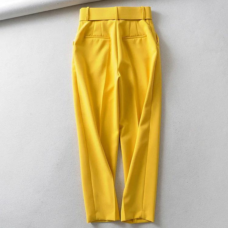 Англия Высокая талия офисные женские штаны-шаровары женские с поясом pantalones mujer pantalon femme брюки женские большие размеры