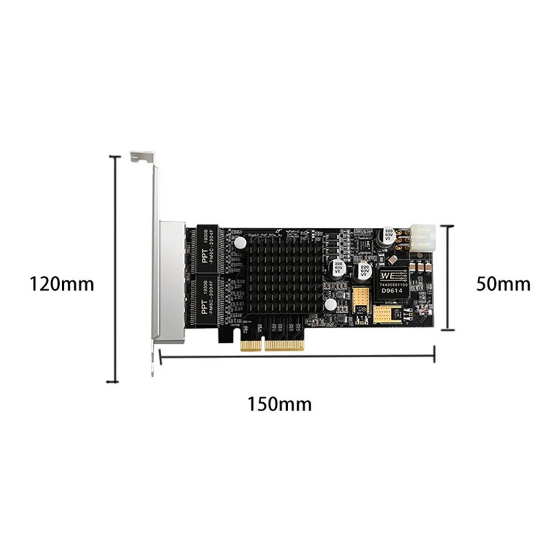

4Port PCI-E 4X Gigabit Network Card POE Lan Interface Card Quad RJ45 Ports 10/100/1000Mbps for Intel350