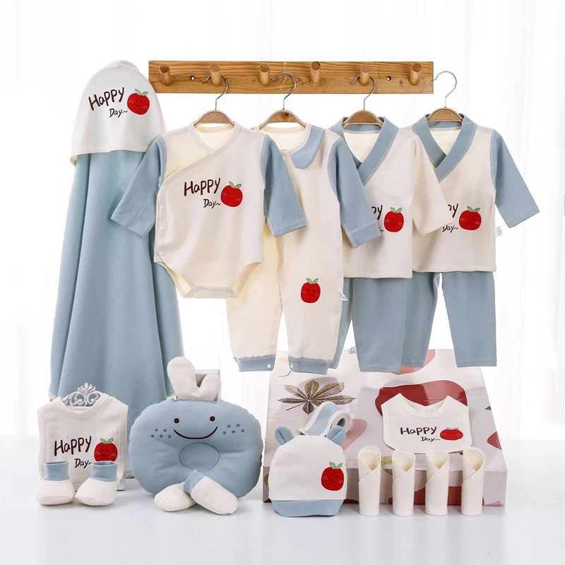 

20 Pcs/set Infant Baby Girl Jumpsuit Long Sleeve Round Collar Button Boys Clothes Sets 0-3 Months Without Box