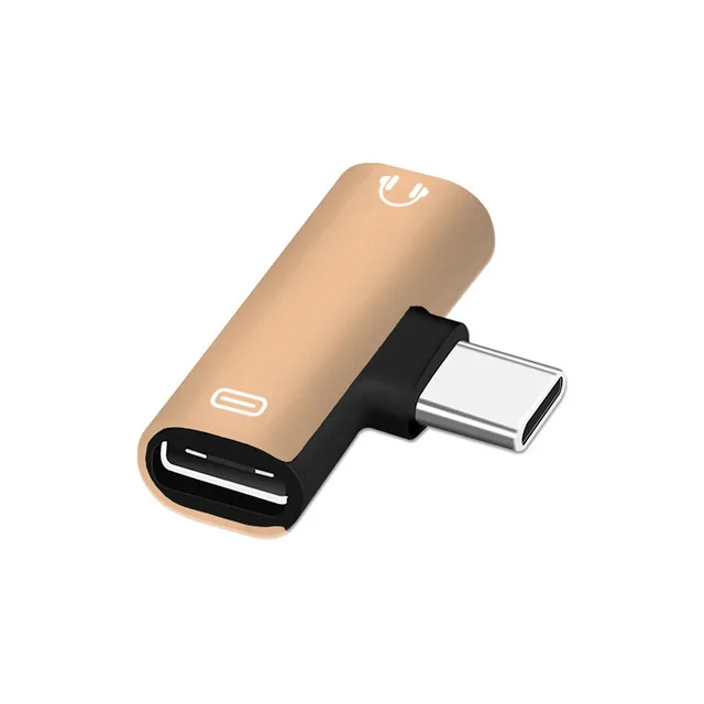 2 в 1 usb type C до 3,5 мм разъем для наушников адаптер для huawei P30 Pro mate 20 Pro Xiaomi Mi 8 Oppo аудионаушники с кабелем Зарядное устройство - Цвет: Gold