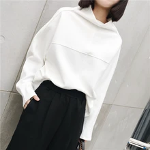 LANMREM осень и зима Повседневный модный темпераментный женский свободный однотонный пуловер с высоким воротником Толстовка TC594