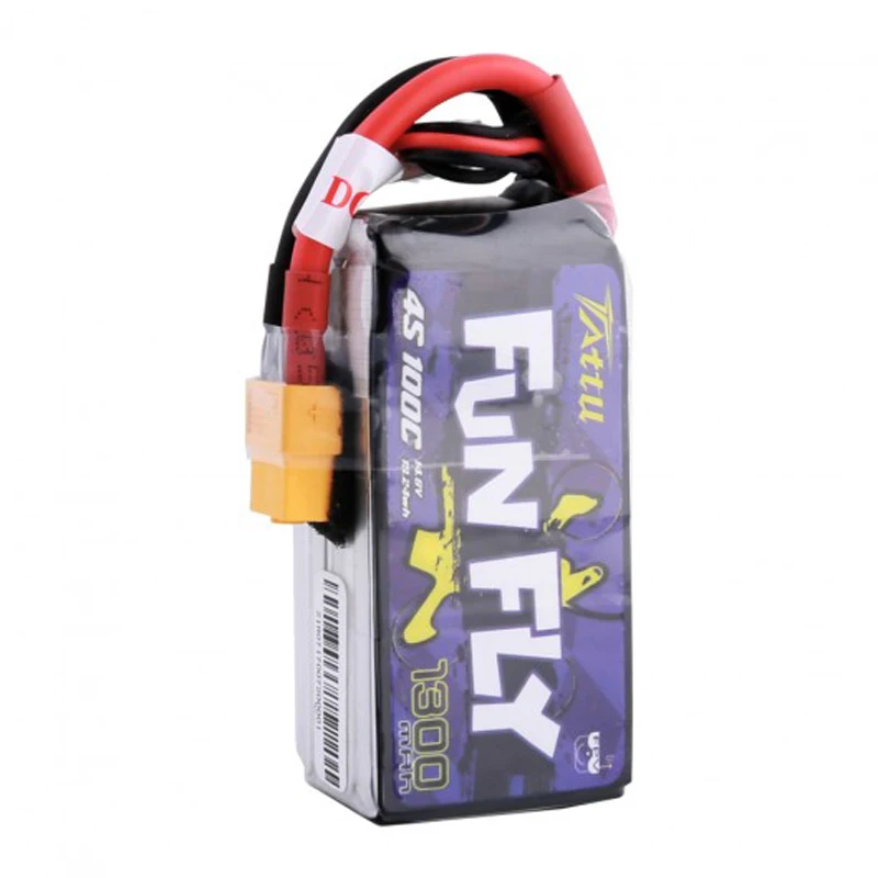 4 шт. Tattu Funfly 1300mAh 14,8 V 100C 4S1P Lipo аккумулятор с разъемом XT60 для радиоуправляемого дрона FPV Racing - Цвет: 1PCS