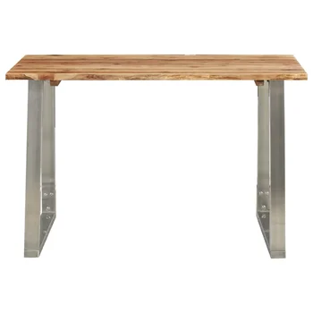 

vidaXL Dining Table 120x65x75 cm Solid Acacia Wood and Stainless Steel
