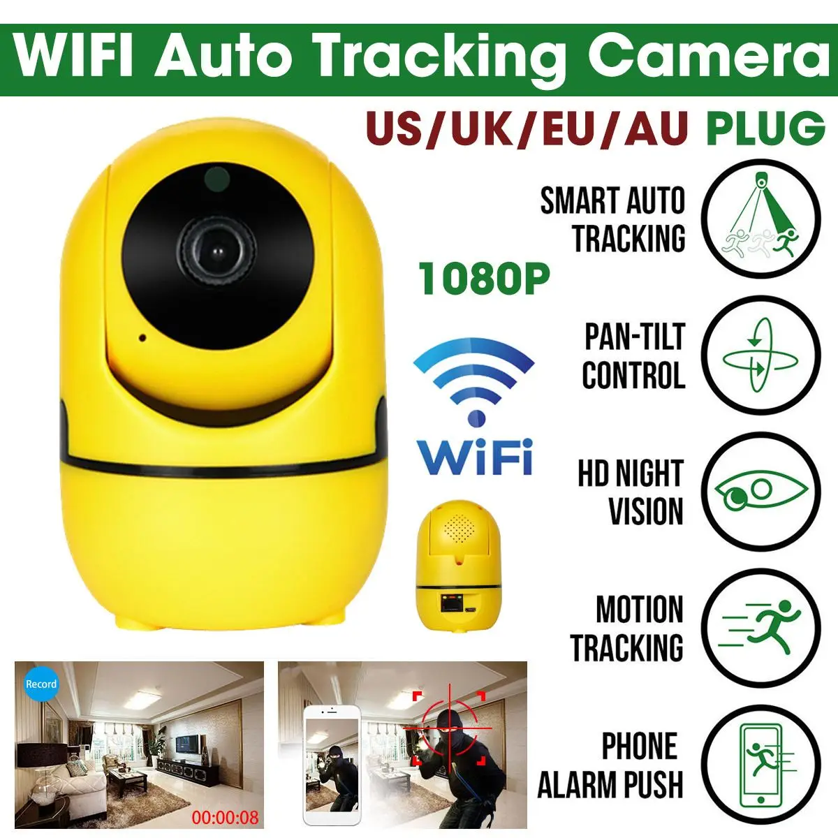 

Hot 1080P Cloud Wireless IP Camera WiFi Full HD Night Vision Intelligent Auto Tracking Camera Indoor Home Security Surveillance