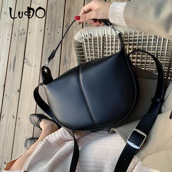 

LUCDO PU Leather Saddle Bags For Women 2020 Small Vintage Female Shoulder Bag Lady Messenger Bag Luxury Handbags And Purses Sac