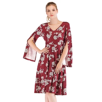 

New Summer Maxi Dress Women Floral Print Long Dress Casual V-Neck Party Dress