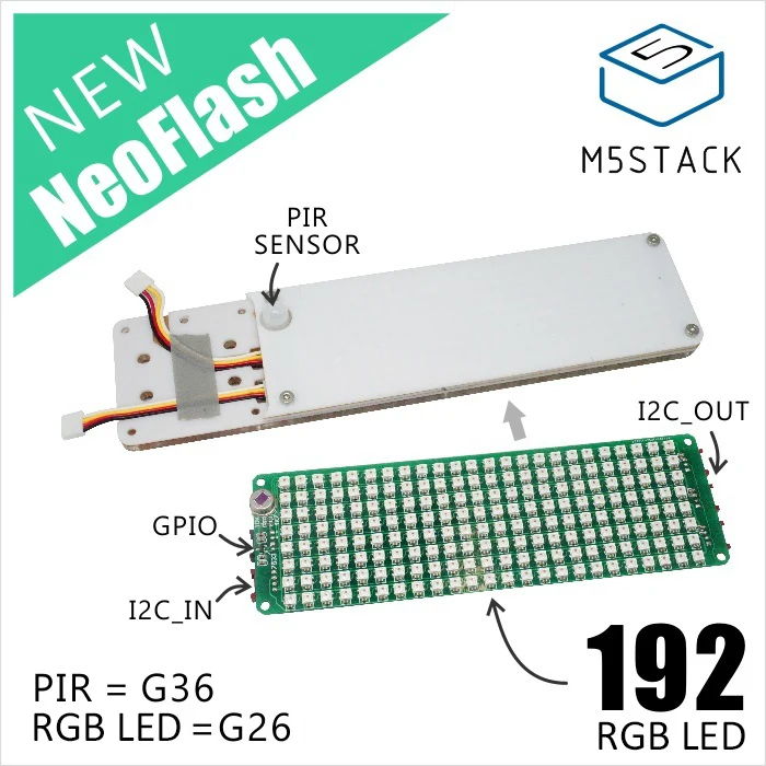 Новейший неофлэш светильник M5Stack акриловая плата с 192 светодиодами RGB и датчиком