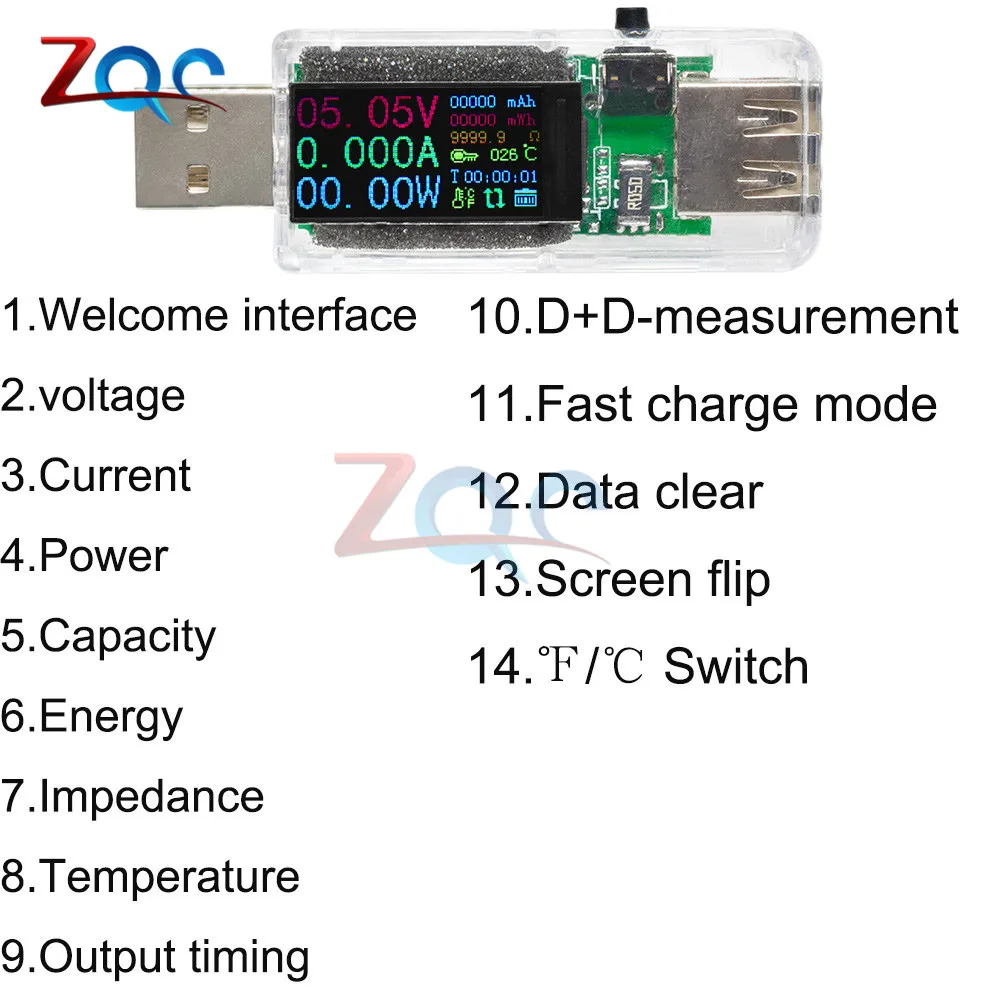 14 в 1 USB Тестер измеритель мощности постоянного тока цифровой вольтметр Voltimetro вольтметр power Bank ваттметр тестер напряжения детектор-адаптер