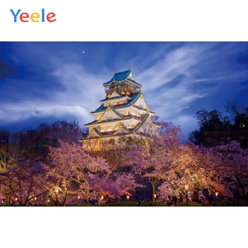 

Yeele Cherry Blossoms Tower Blue Sky Forest Landscape Photography Backgrounds Customized Photographic Backdrops for Photo Studio