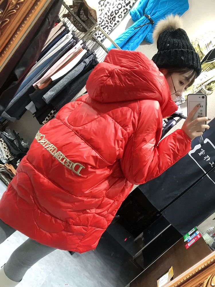 Новинка 2019 вышитый Зимний пуховик женское длинное приталенное пальто женская