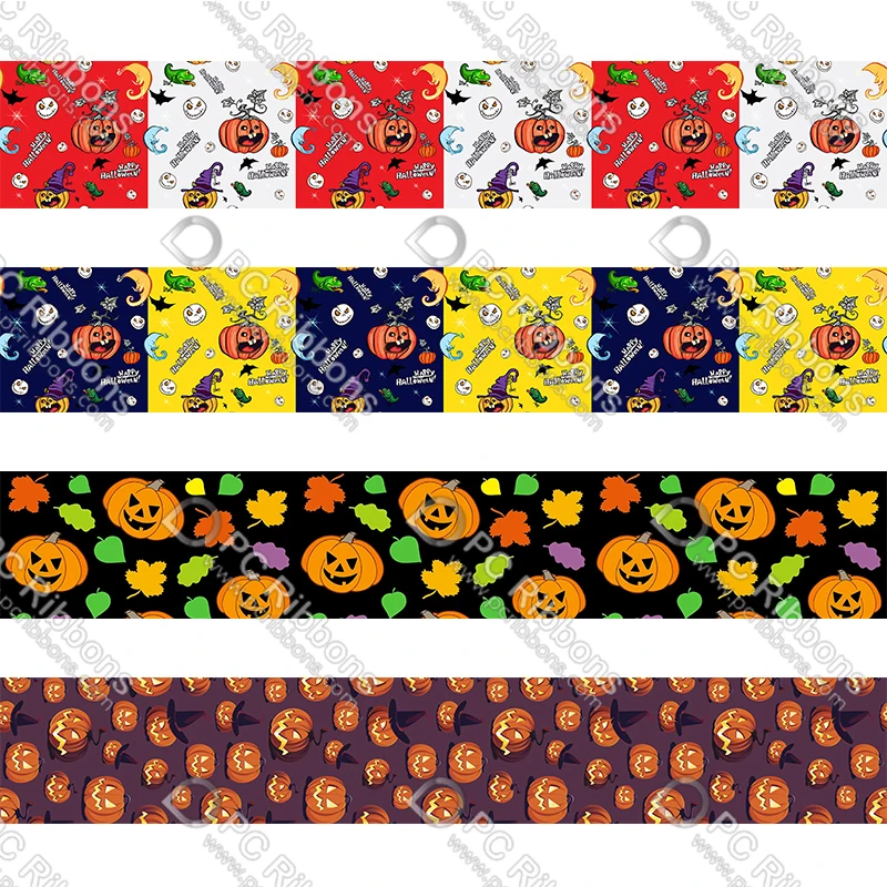 

Custom pumpkin Halloween printed grosgrain& foe DIY handmade materials Halloween wedding gift wrap tape ribbons 50 yards