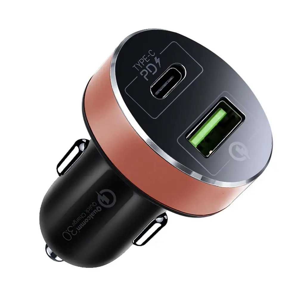 Быстрая зарядка 3,0 USB Автомобильное зарядное устройство для Xiaomi huawei супер зарядка QC 3,0 быстрая PD USB C автомобильное зарядное устройство для телефона - Цвет: Золотой