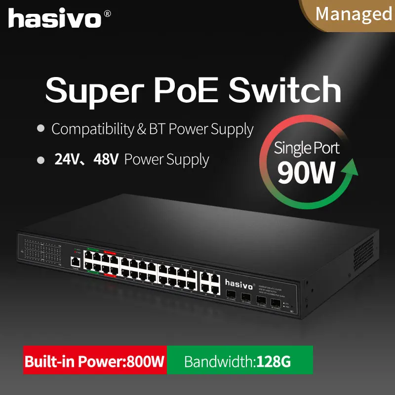 

Support 24v 48v PoE managed switch with 4x90W PoE Gigabit port 4x30W PoE Gigabit port suitale for Hi power camera and devices