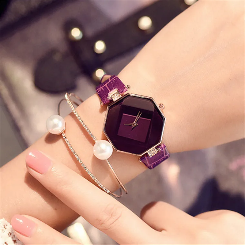 

Elegant Simple diamond Women Watches 2019 Ladies Watches prism rhombus lens lady waterproof watch Relogio Feminino Reloj Mujer