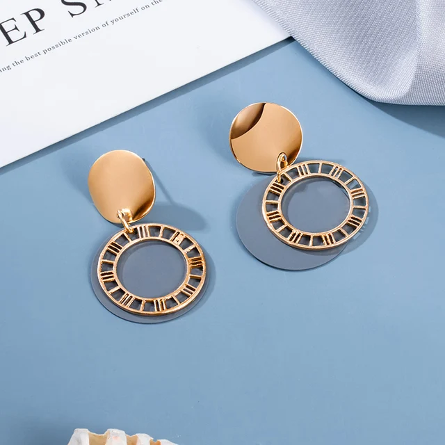 BLINLA 2021 New Korean Blue Geometric Acrylic Earrings for Women Fashion Bohemian Round Drop Earrings Party Brincos Jewelry Giuy Type 168