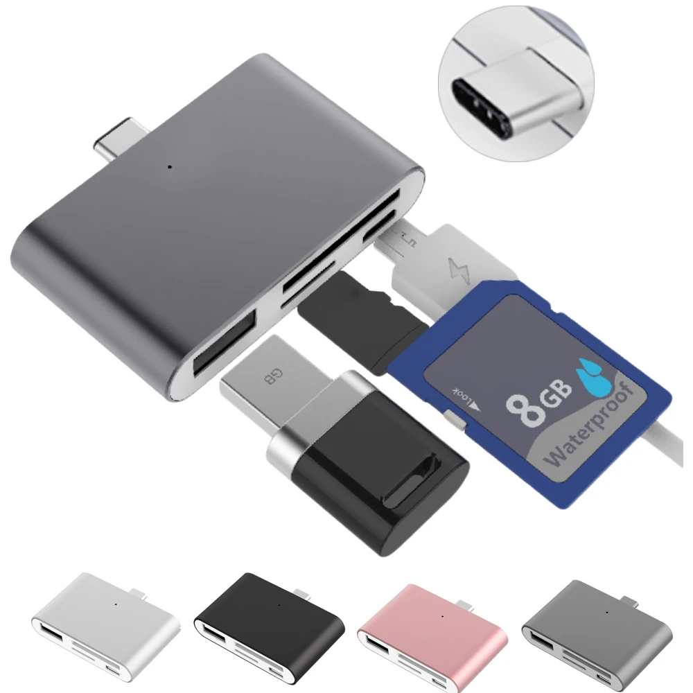 

Elisona Multi Function Type-C HUB OTG USB Card Reader Adapter for CF SD TF Card for MacBook Air Samsung Galaxy Note 8