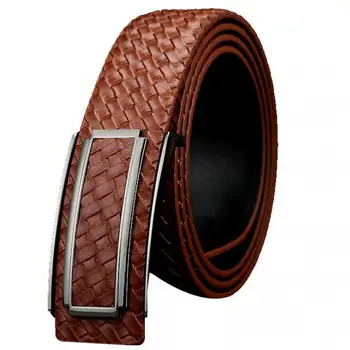 

Hot sale new belt men's casual fashion woven pattern pure cowhide belt men's high quality alloy smooth buckle business belt