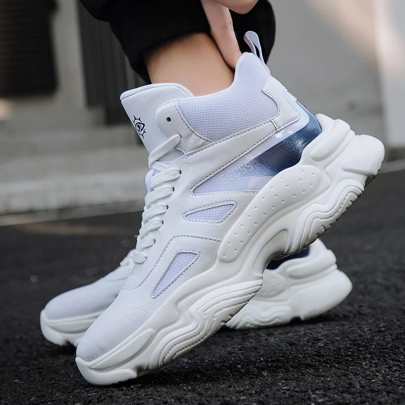 

Platform Sneakers Men Flyknit Breathable Damping Casual Male Footwear Light Hard-Wearing Tenis Masculino Running Shoes 39-46