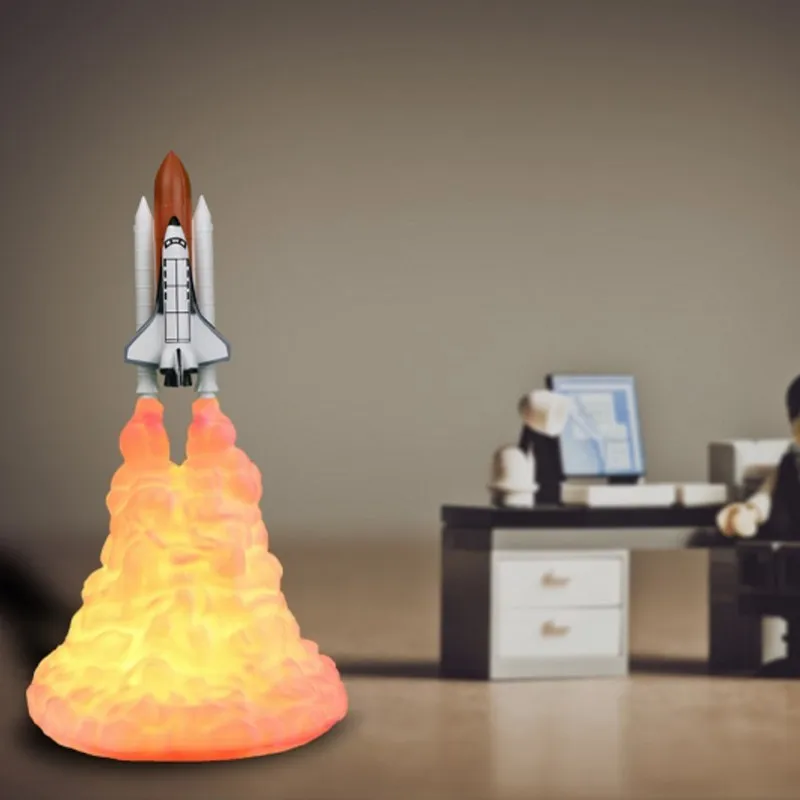 Новейшая 3D печать космическая челночная лампа перезаряжаемая прикроватная ночник для спальни украшение дома космические влюбленные Луна настольная лампа подарок