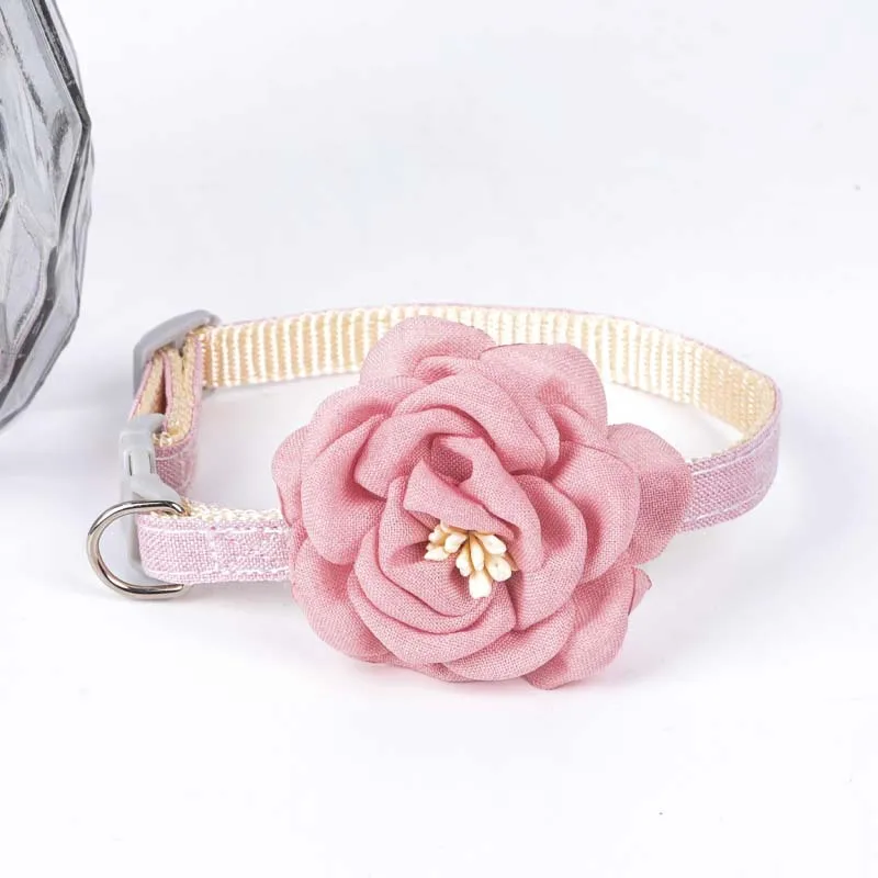 Camellia Soild Pet Collar Kitten Flower Cat Cotton Collar Adjustable Puppy Necklace Decoration Cat Accessories Pet Supplies