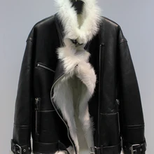 Зимняя женская модная байкерская куртка с подкладкой из овечьей шерсти и овчины серебристого цвета