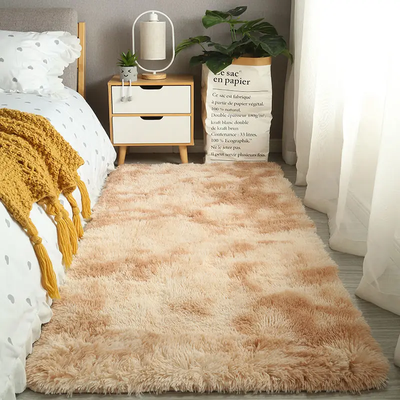 Plush Carpet For Living Room Bedroom Decoration Thick Fluffy Rug Anti-slip Floor Soft Rugs Green Tie Dying Mats Room Carpets plush rug,decorative carpet,plush carpet,non slip carpet