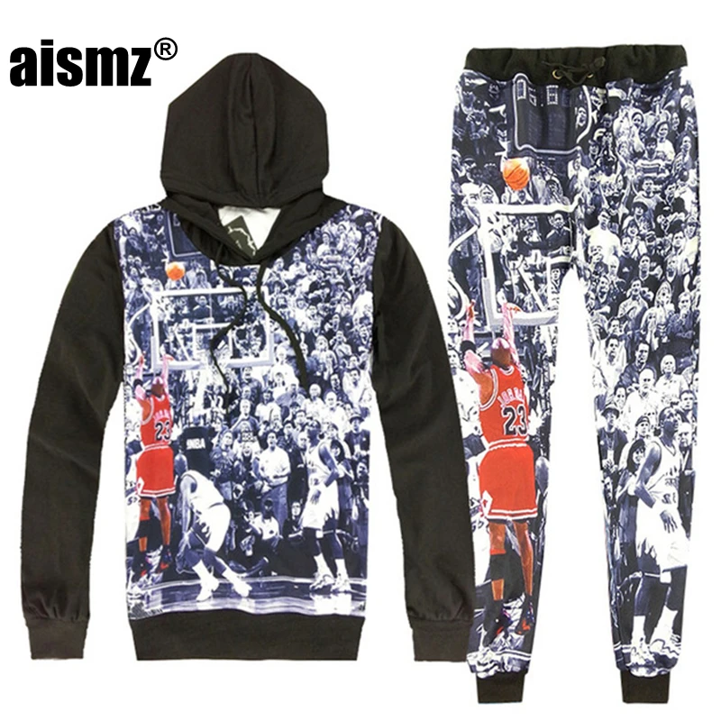 Aismz осенние мужские комплекты из 2 предметов с капюшоном+ штаны, толстовка, спортивные штаны, спортивный костюм для мужчин в стиле хип-хоп с 3D принтом Jordan, Повседневная брендовая одежда