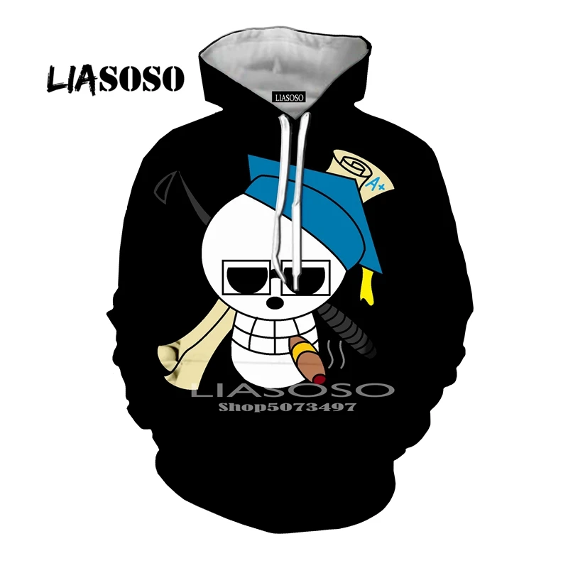 Liasoso/цельнокроеная толстовка с Луффи; повседневные толстовки с капюшоном; homme; уличная Мужская футболка с круглым вырезом; Одежда для мальчиков; осенне-зимние футболки с аниме - Цвет: 3