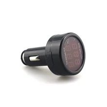 2 в 1 Авто аксессуары usb зарядка мини светодиодный дисплей Цифровой Мониторинг термометр Многофункциональный Автомобильный вольтметр