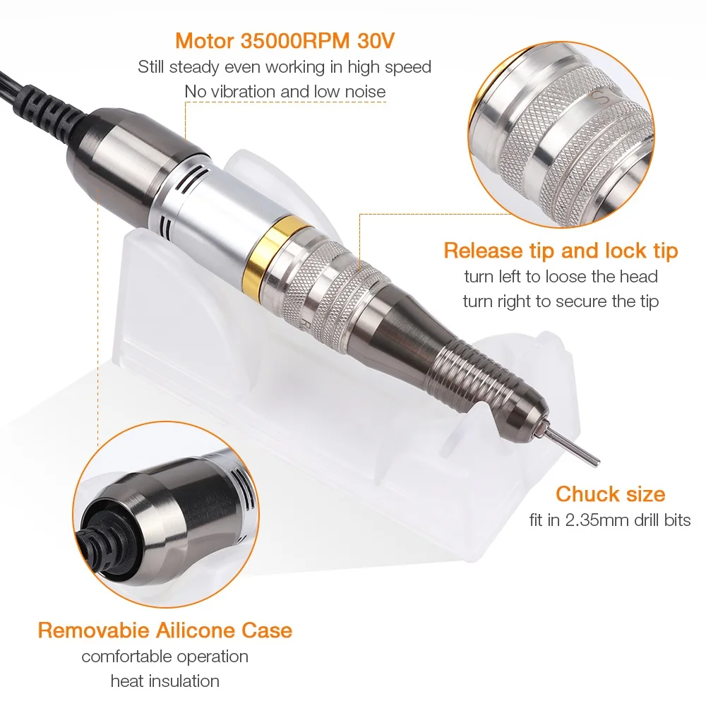Skup Strong 65w elektryczna wiertarka do paznokci 35000rpm maszyna do manicure narzędzia do pedicure akcesoria wiertła pilnik do paznokci z LCD