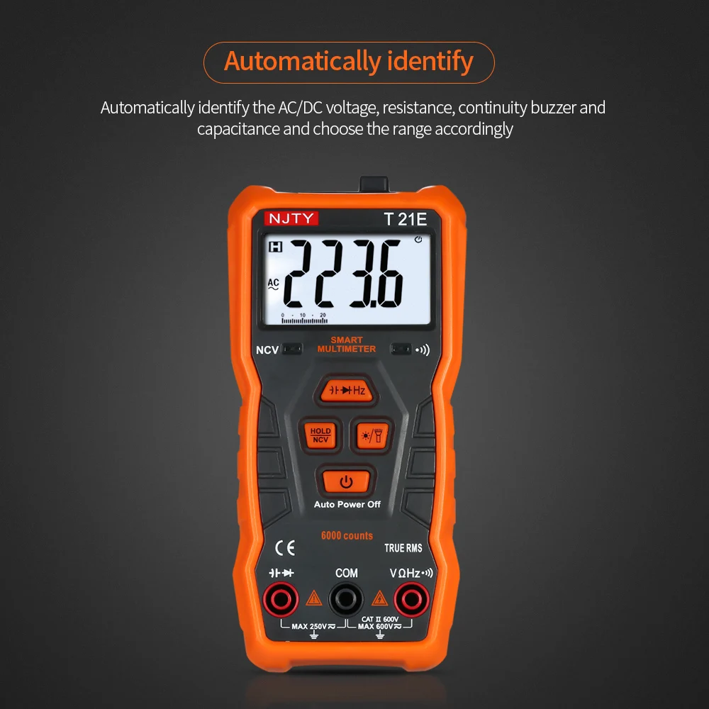 Digital Multimeter Auto Ranging AC DC voltage meter Flash light Back light Large Screen 4
