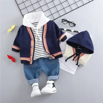 

0-4 years High quality spring boy girl clothing set 2019 new casual fashion kid suit children baby clothes coat+hoodies+pant