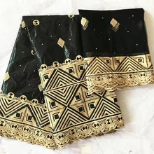 Индия Базен riche getzner умывальник riche getzner из жаккардовой парчи с камнями последняя нигерийская Кружевная повязка на голову 5+ 2 ярдов/партия