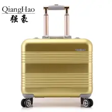 QiangHao, алюминиевый сплав, 18 дюймов, чемодан на колесиках, Дорожный чемодан с алюминиевой удочкой, Спиннер, колеса, багаж для переноски