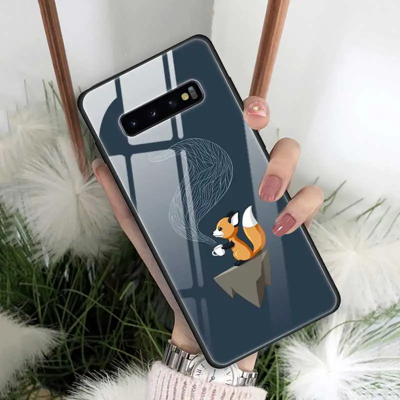 06 Милый осенний чехол из закаленного стекла с лисой для samsung Galaxy S10 S10e S9 S8 Note9 Note 10 Plus 5G A50 A30 края из ТПУ - Цвет: 06