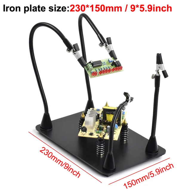 NEWACALOX-soporte de placa de circuito PCB magnético, brazo Flexible, estación de soldadura de tres manos, soporte de pistola para soldar, herramientas de reparación 5