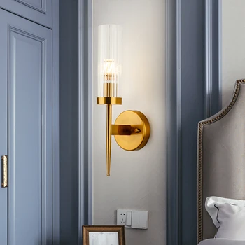 

(E14 LED Bulb for Free) Wall Lamp LED Light Shade Wandlamp Wall Sconce for Bathroom Bedroom Bedside Living Room Decor Glass Gold