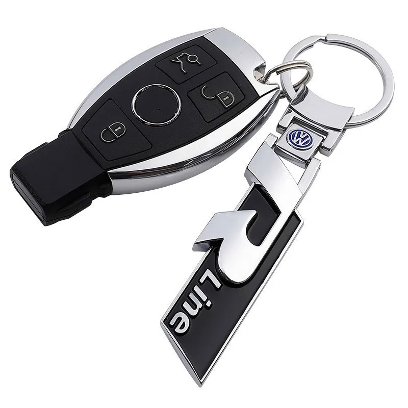 

High-end exquisite gift pendant for Volkswagen RLine double-sided logo metal keychain male waist hanging 4s shop car accessories