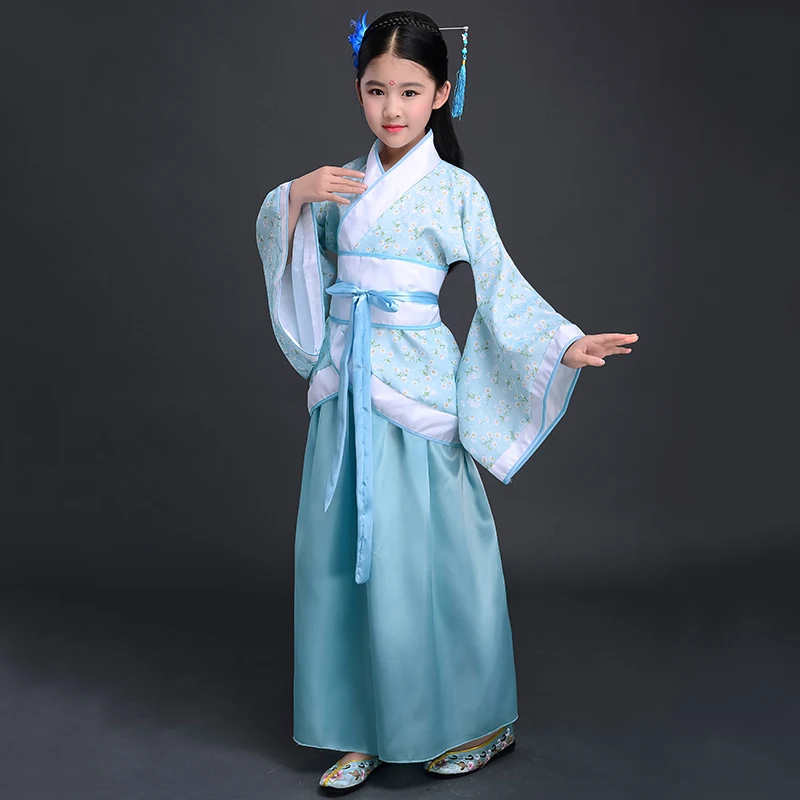 Dress Color 1 100-170 см традиционное китайское платье для женщин, вечерние платья с вышивкой Феникс, ханьфу, чонсам, танцевальные новогодние костюмы для девочек, 10 цветов - Цвет: Dress Color 1