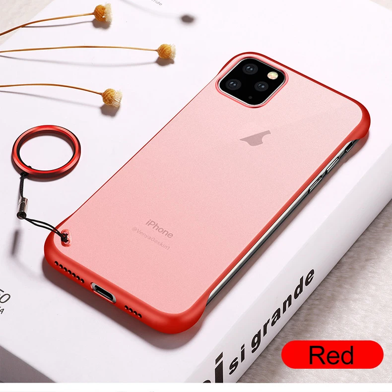 Чехол для iPhone 11 pro Max, чехол для Apple iPhone XI 11 Pro, матовый защитный чехол для задней панели, чехол с кольцом - Цвет: Красный