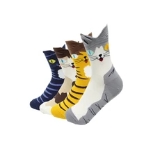 Горячая распродажа! Женские носки с героями мультфильмов; 4 пары в партии; сезон осень-зима; забавные носки с объемным рисунком; женские и женские носки из хлопка для девочек