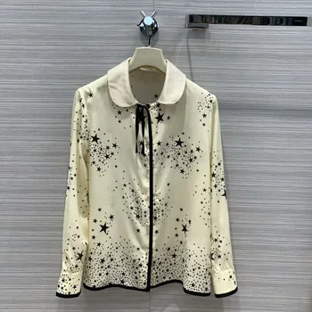 

2020 New Women's Spring Star Printed Silk Shirt