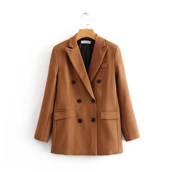 

VomVoa 2020 new spring fashion wild retro casual solid color was thin long-sleeved double-breasted suit 27394