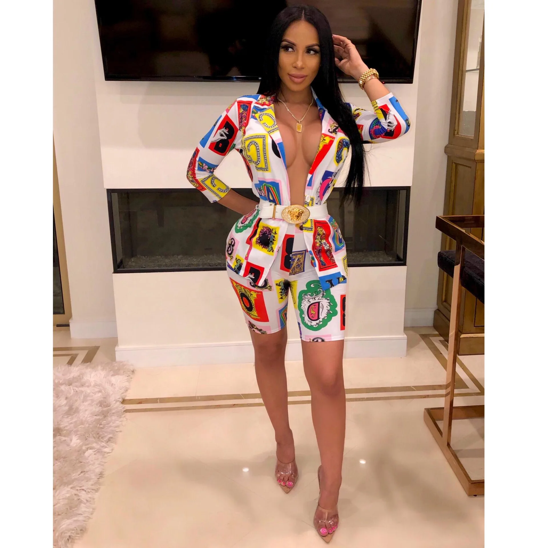 

Ym-8426 Casual Fashion Set Exquisite Wear Small Suit Europe And America Hot Selling WOMEN'S Dress Hot Selling