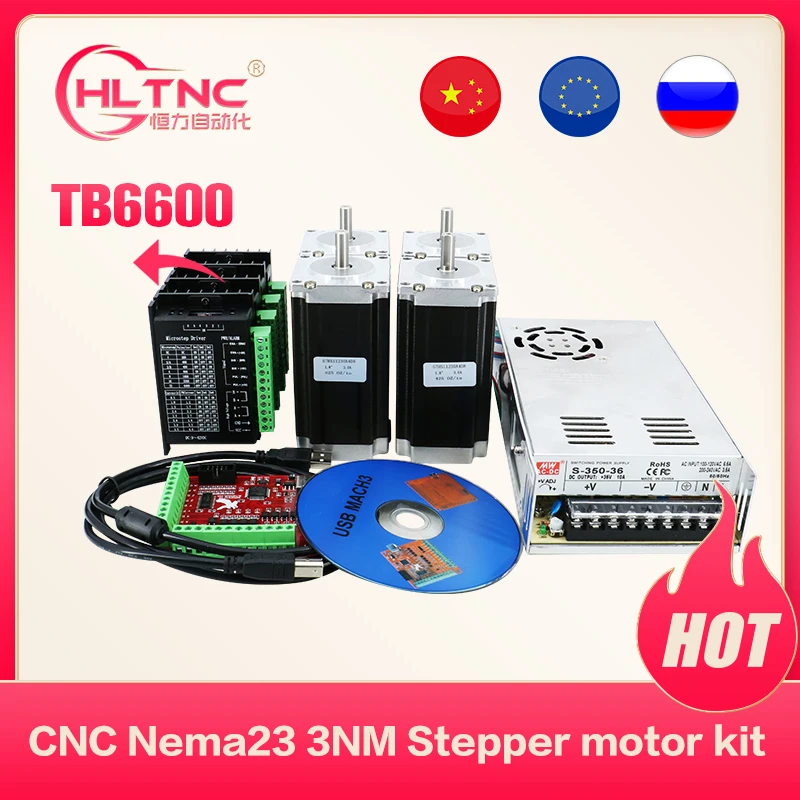 US $200.00 CNC Electronic Kit 4set TB6600 Stepper Driver NEMA23 3Nm DC Motor350W60v Power SupplyMach3 4 Axis Controller Board For CNC